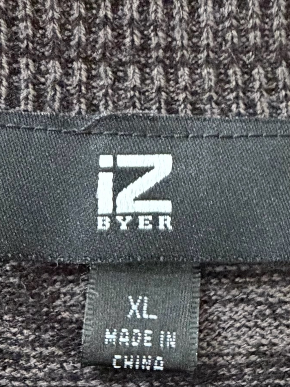 IZ Byer XL Gray Black Marled Lace-Up Sweater Tunic Top - Picture 4 of 4
